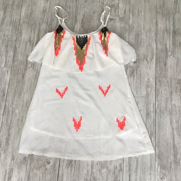 Rehab White and Coral Sequins Summer Dress size S - Picture 2 of 8